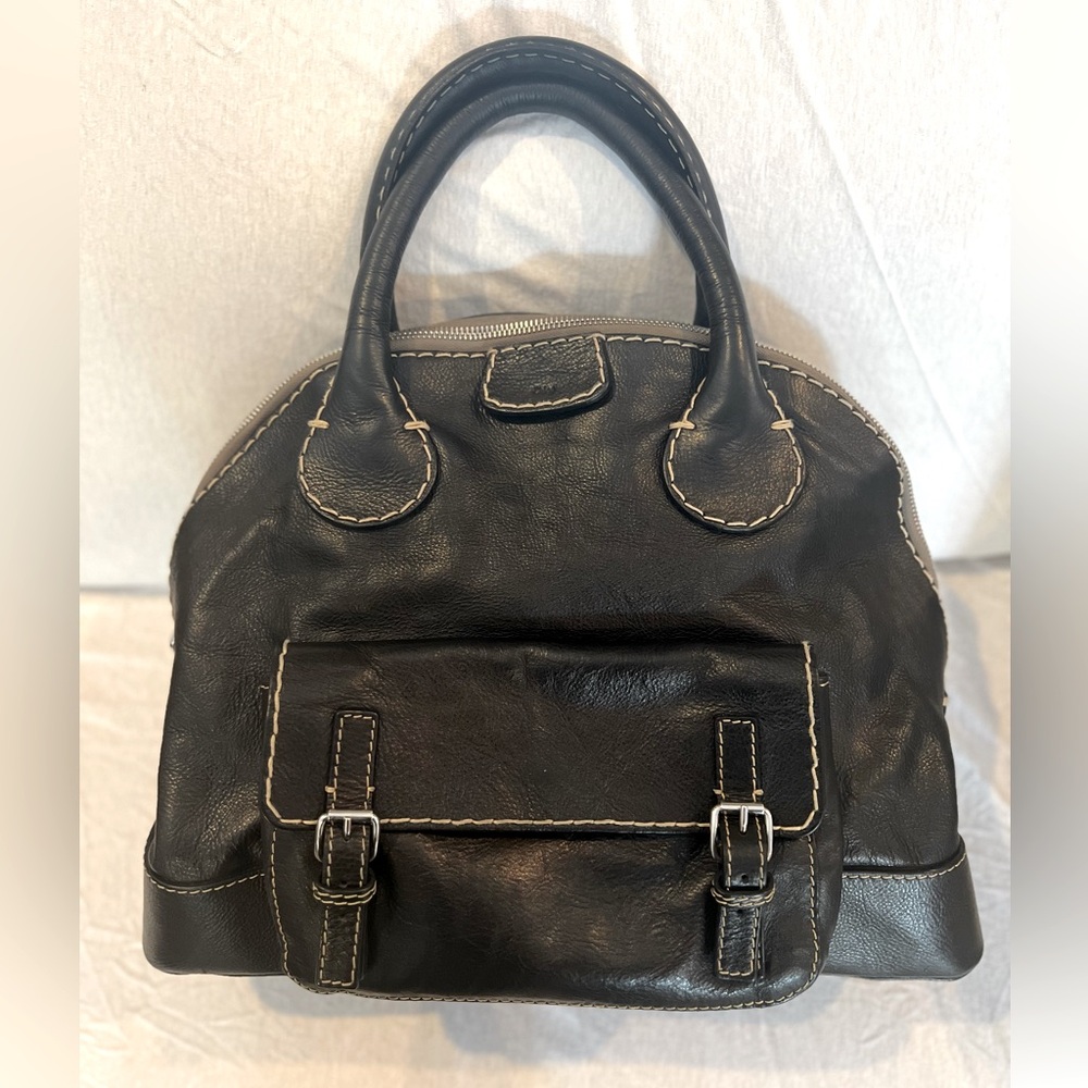 Chloe Edith XL Dome Black Calfskin Bowler Bag